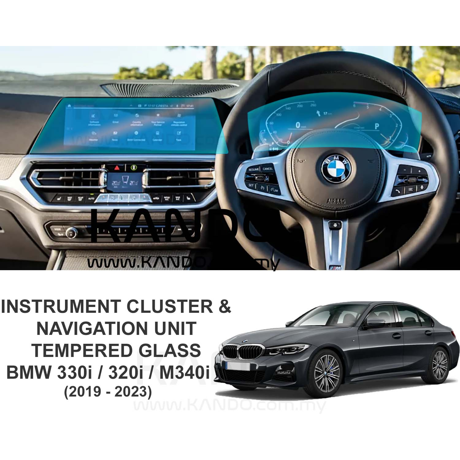 BMW 3 Series กระจกนิรภัยกันรอย BMW 330i กระจกนิรภัย BMW 330e กระจกนิรภัย BMW G20 M340i แก้ว GPS