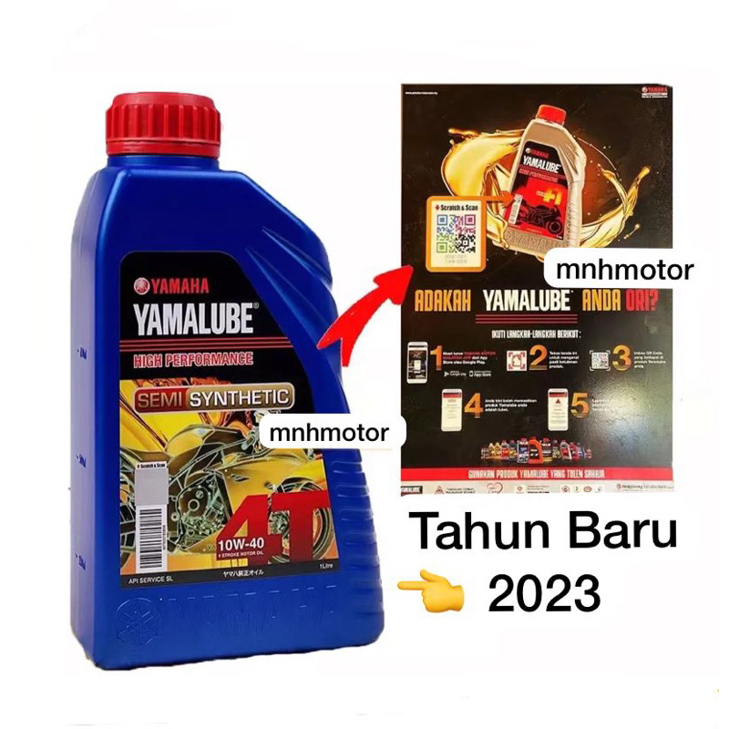 สังเคราะห์ Yamalube SEMI 2023 10W40 1.0L 100% Semi 10w40 (100% QR CODE SCAN ) MINYAK HITAM QR CODE Y