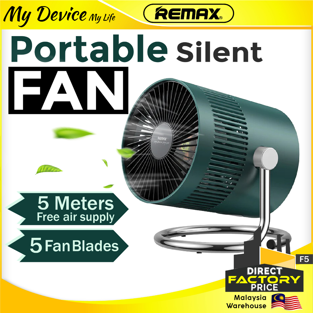 REMAX F5 Mini fan พัดลมตั้งโต๊ะ Cool Pro พัดลมพลาสติกแบบพกพา แบตเตอรี่ USB ชาร์จพัดลมขนาดเล็กแบบปรับ
