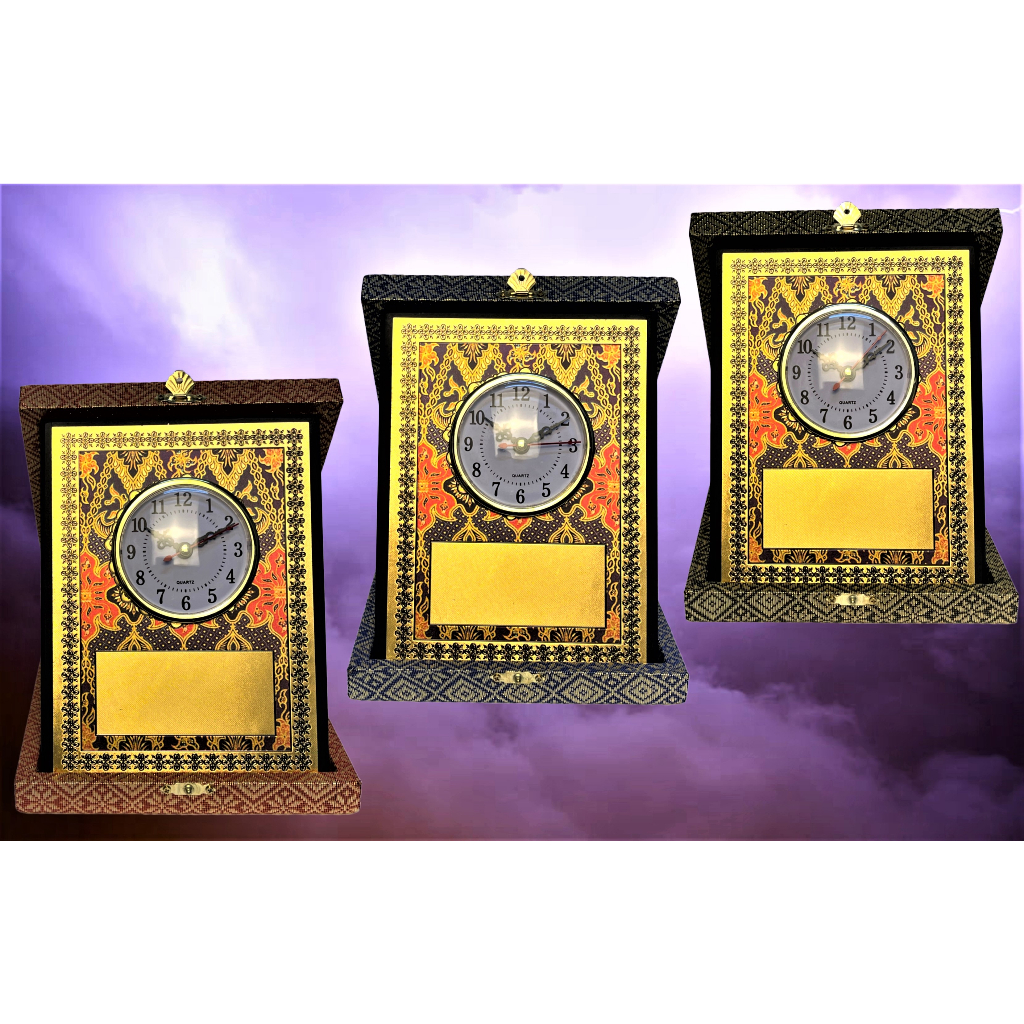 Plk Songket Jam Velvet Box W/Plaque LG-VB2459 และนาฬิกา cenderahati