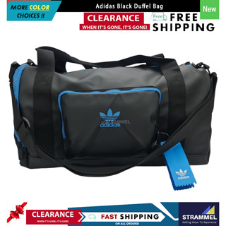 Adidas Duffel Duffle Weekender กระเป๋ากีฬา สีดํา สีฟ้า สําหรับเดินทาง