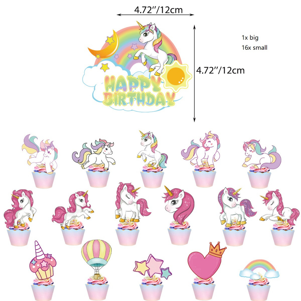 Unicorn Party Cupcake เค้ก Topper ตกแต่งเค้กสัตว์จีนถ้วยตกแต่งเค้กตกแต่งเค้กตกแต่งเค้ก