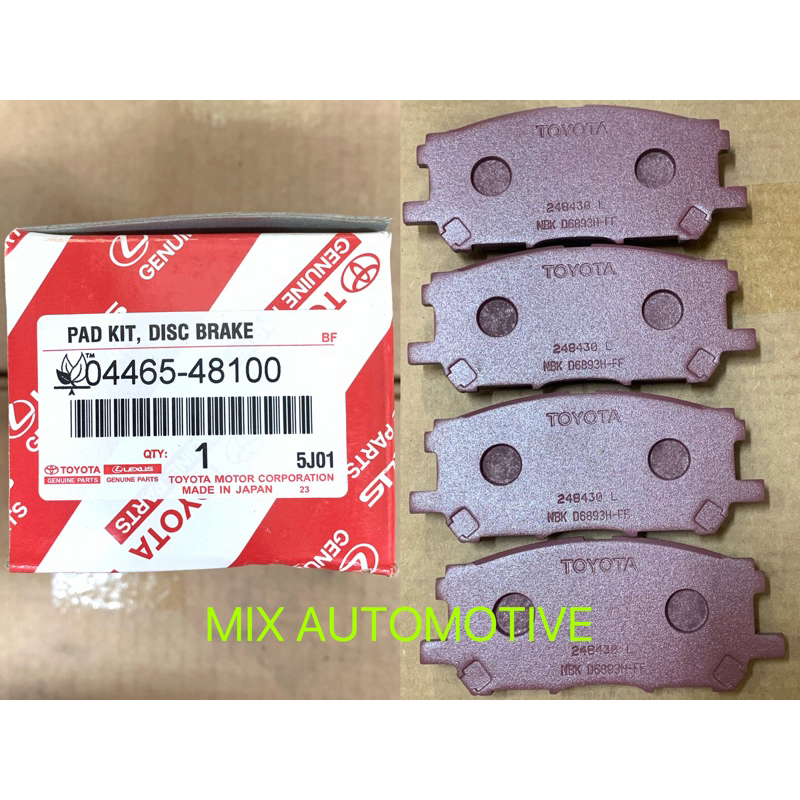 ผ้าเบรคหน้า TOYOTA 04465-48100 TOYOTA HARRIER 2.4 3.0 ACU30 MCU30 DEPAN แผ่นดิสก์เบรค