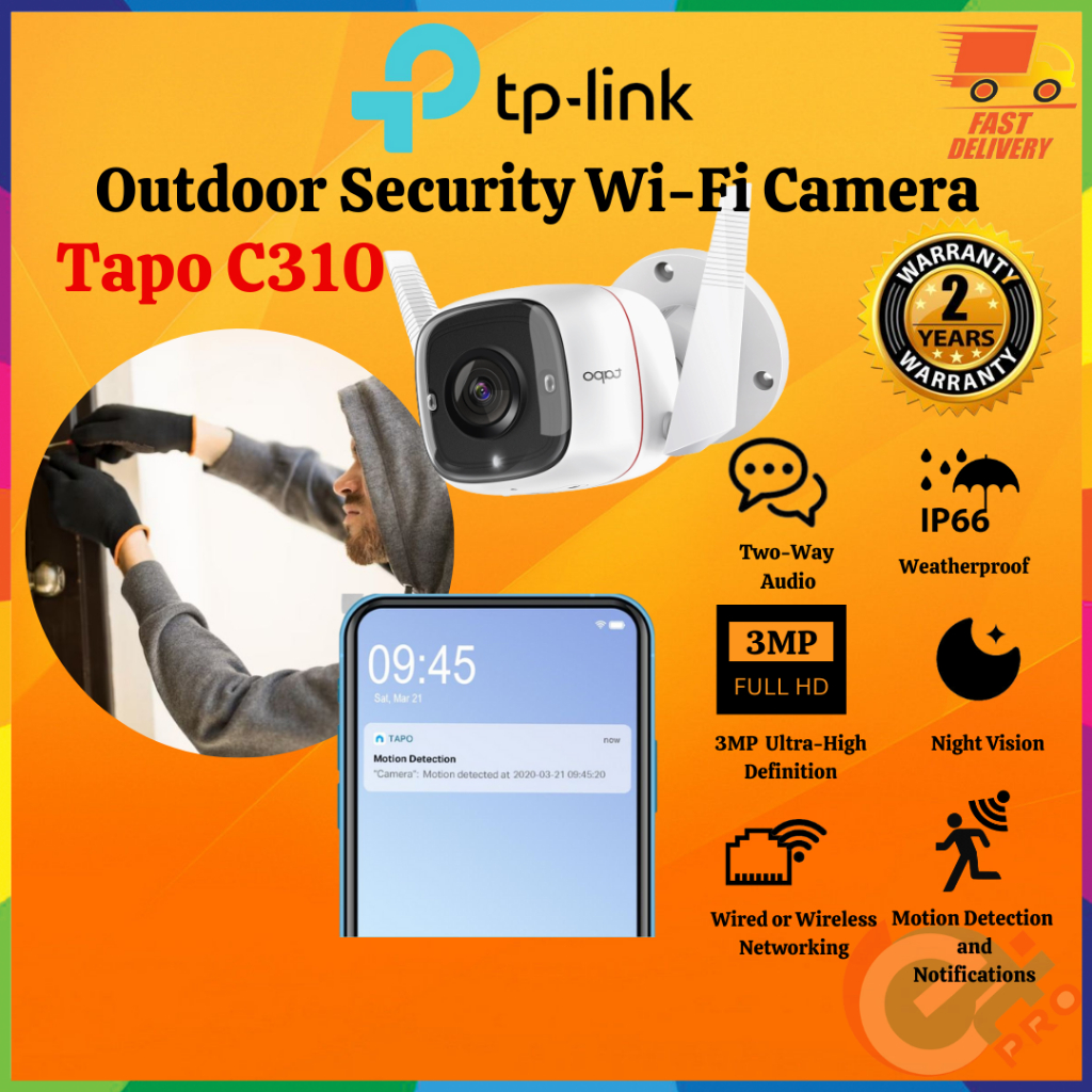 TP LINK Tapo C310 กล้อง Wi-Fi รักษาความปลอดภัยกลางแจ้ง