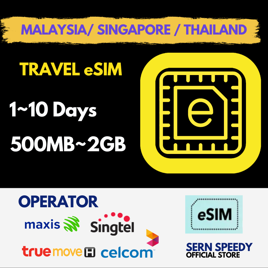 Esim ท่องเที่ยว 1 วัน/3 วัน/5 วัน/7 วัน SINGTEL / TRUEMOVE / CELCOM / MAXIS