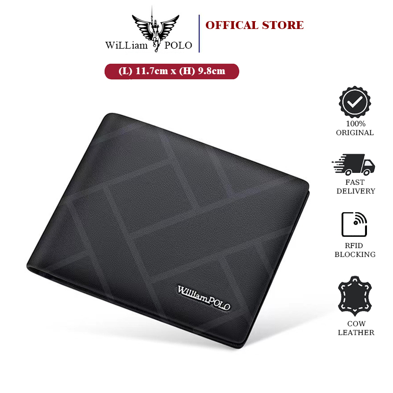 William POLO Mens Wallet - กระเป๋าสตางค์หนังสําหรับผู้ชาย RFID Blocking dompet lelaki 男士头牛皮包