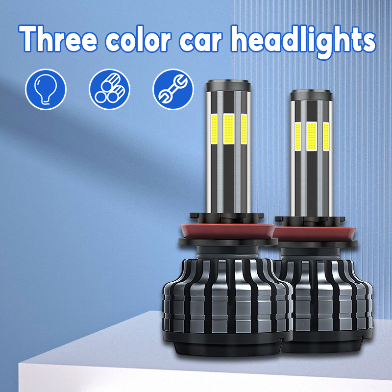 ไฟหน้ารถ H1 H11 H3 H4 H7 3 สี 9005 9006 ไฟ LED 6 ด้าน 2PCS กันน้ํา