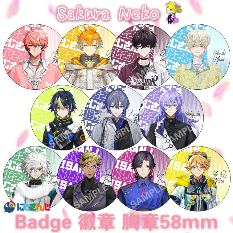 NIJISANJI JP EN 彩แปรง 2434 Heroes of the Night Oriens Dytica Kriss Linen VTuber Anime Button Badge 动
