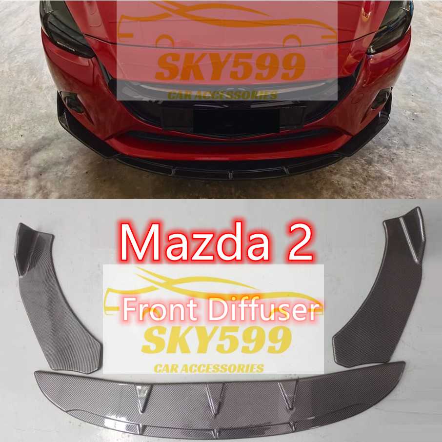 กันชนหน้าคาร์บอน สีดํา สําหรับ Mazda 2