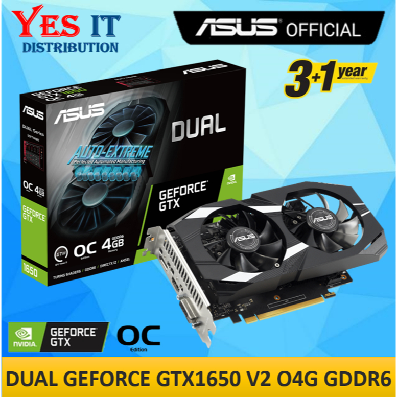 Asus DUAL GeForce GTX 1650 OC Edition 4GB GDDR6 กราฟิกการ์ด (DUAL-GTX1650-O4GD6-P-V2)