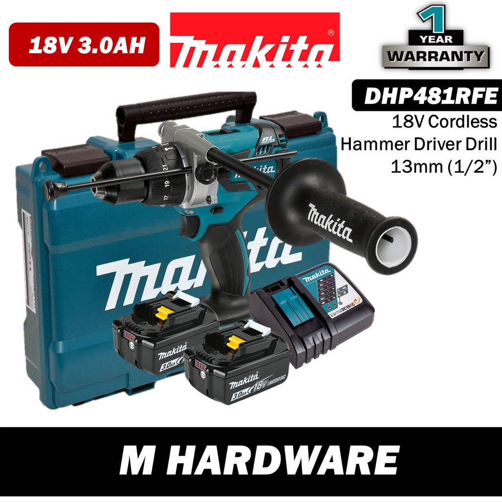 MAKITA DHP481RTE / DHP481RFE / DHP481Z 18V สว่านไดร์เวอร์ค้อนไร้สาย 13 มม. (1/2")