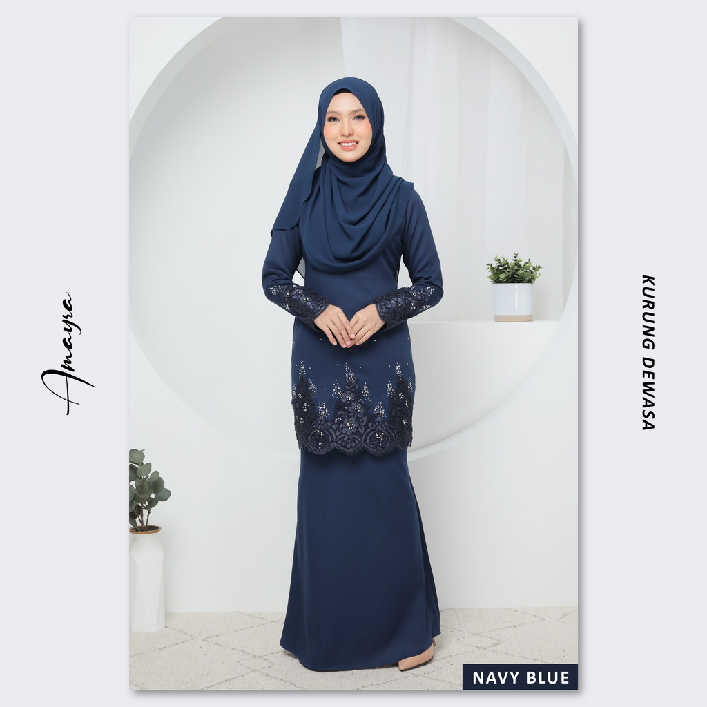 Habibi Boutique Kurung Moden Amayra สีกรมท่า