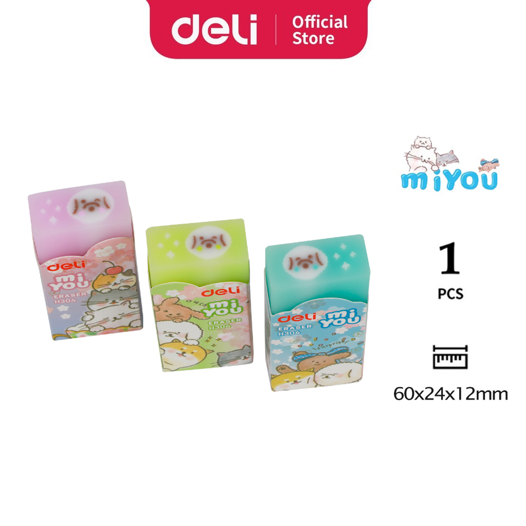 Deli Eraser EH304 Miyou Series Cute Cartoon Stationery 60×24×12mm [Per Pcs]