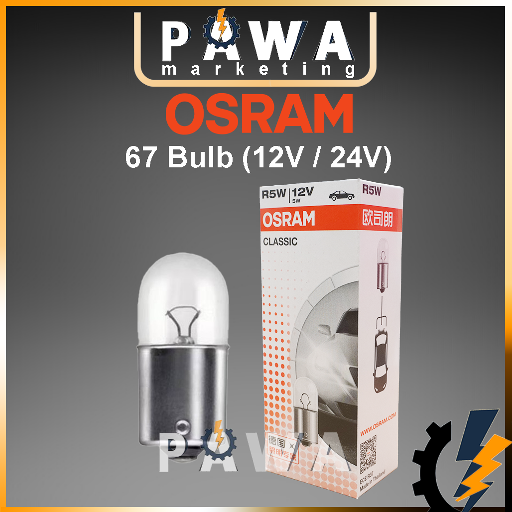 Pawa (2 ชิ้น) Osram R5W BA15s 12V 24V Auto Sidelight Reversing Bulb 67 5007 5627