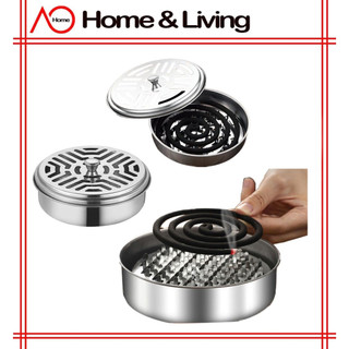 AO Home Bekas Pembakar Metal Mosquito Coil Holder Incense Burner Box With Cover Repellent Tray Indoor Outdoor Use Daily