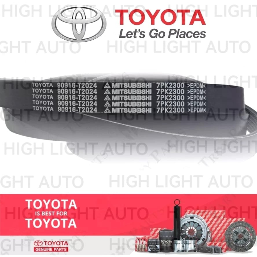 สายพานพัดลมโตโยต้า 90916-T2024 สําหรับ Toyota Innova TGN40 Fortuner TGN51 (7PK2300)