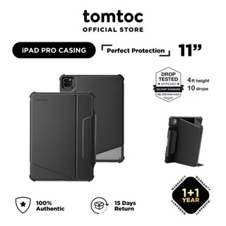 Tomtoc เคสป้องกัน ที่ชาร์จดินสอ ไร้สาย ถอดออกได้ สําหรับ iPad Pro 11 นิ้ว iPad Pro 3rd &amp; 4th Gen