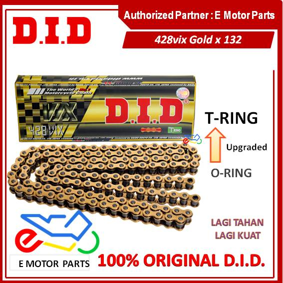 DID T-RING 428VIX VT 114 122 124 132 TRING UPGRADE จาก O RING SEALED CHAIN RANTAI MOTOR HEAVY DUTY 4