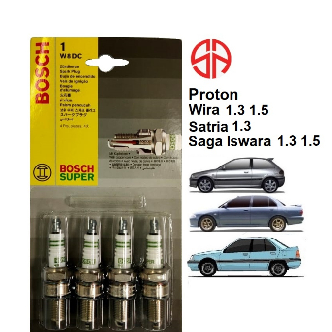 หัวเทียน Nickel W8DC Bosch 0241229853 Super Proton Saga Iswara Satria Wira 1.3 1.5