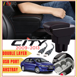 ที่เท้าแขน แบบสองชั้น ปรับได้ พร้อมพอร์ตชาร์จ USB 7 พอร์ต สําหรับรถยนต์ Honda City 2009-2013