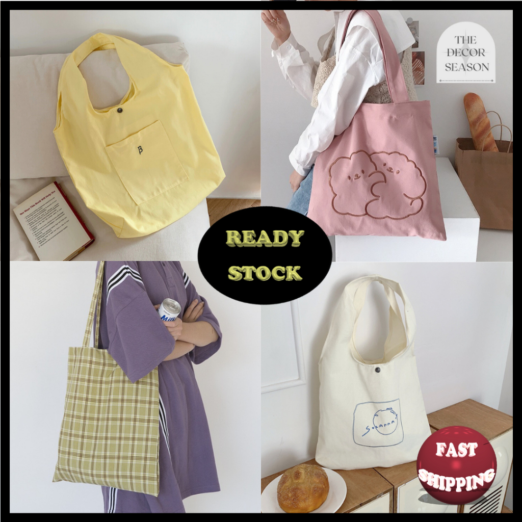 Tote Canvas Bag Tulip Flower Cream Pink Coco Aesthetic Student School Women Shoulder Bag Comeal Beg 