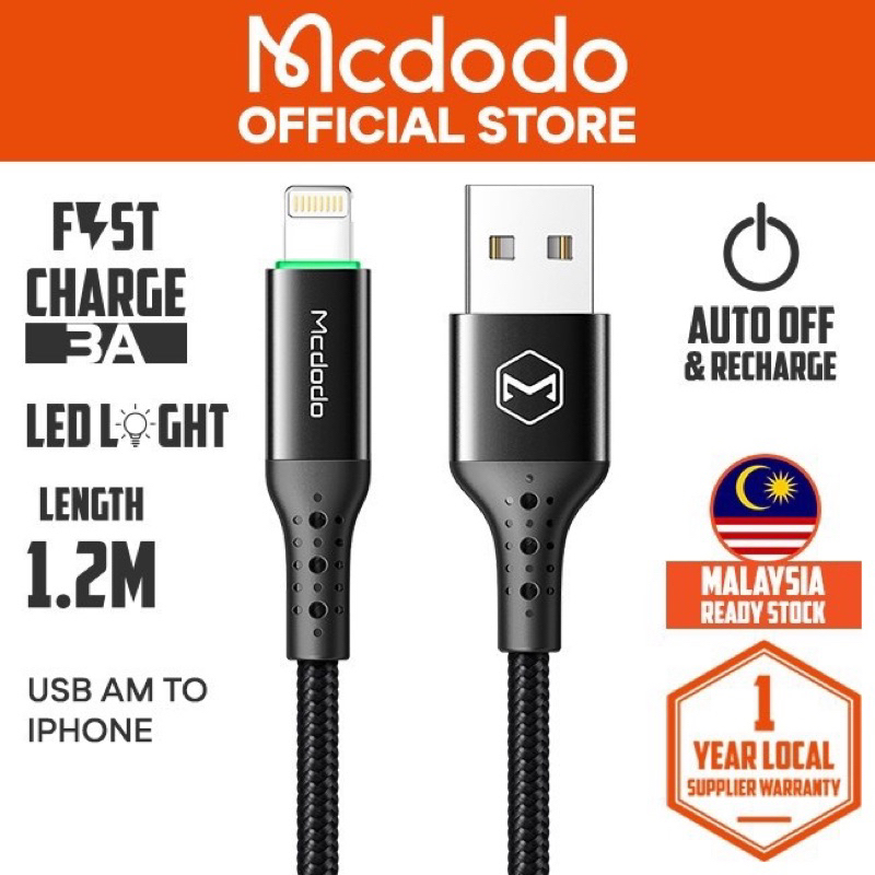 Mcdodo Nest Series 3A สายเคเบิลข้อมูลปิดอัตโนมัติสําหรับ iPhone (1.2m) CA741