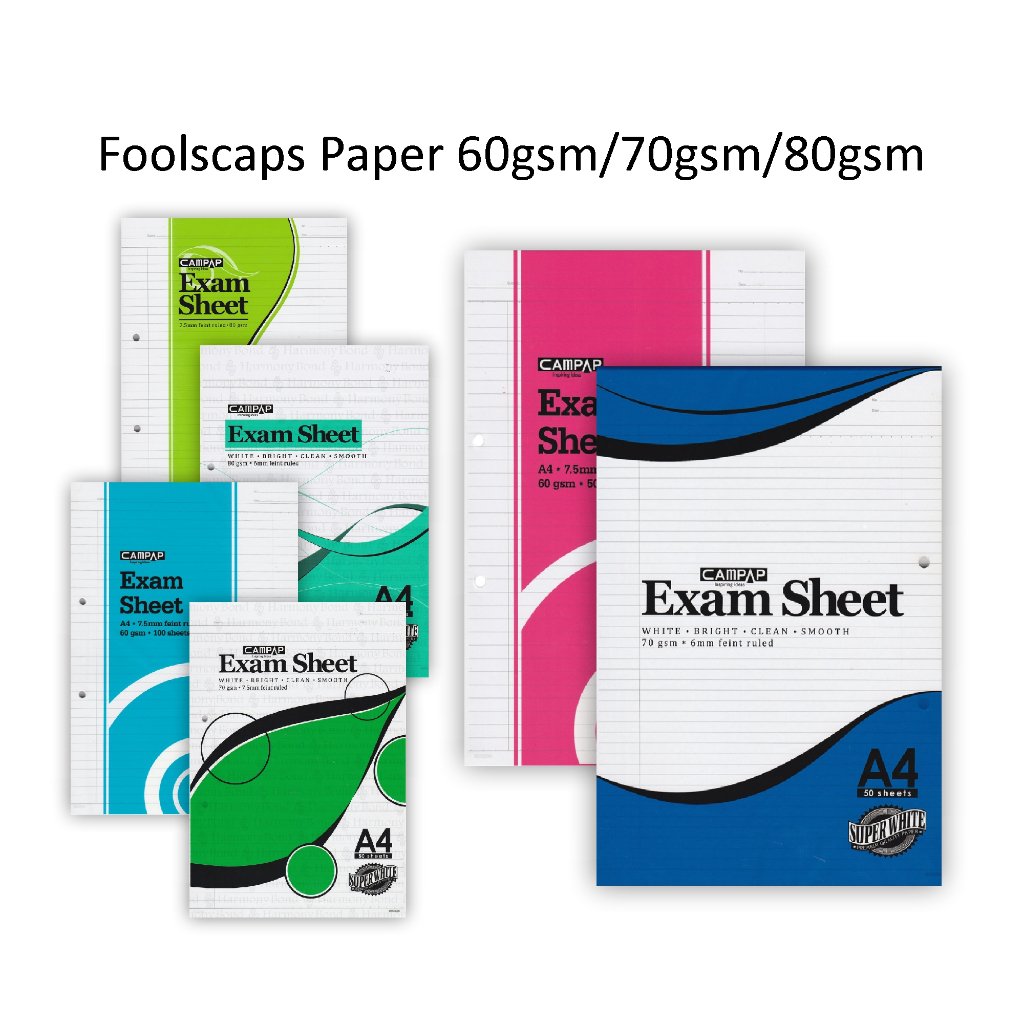 Campap Foolscap Paper A4 60gsm / 70gsm / 80gsm แผ่นสอบ