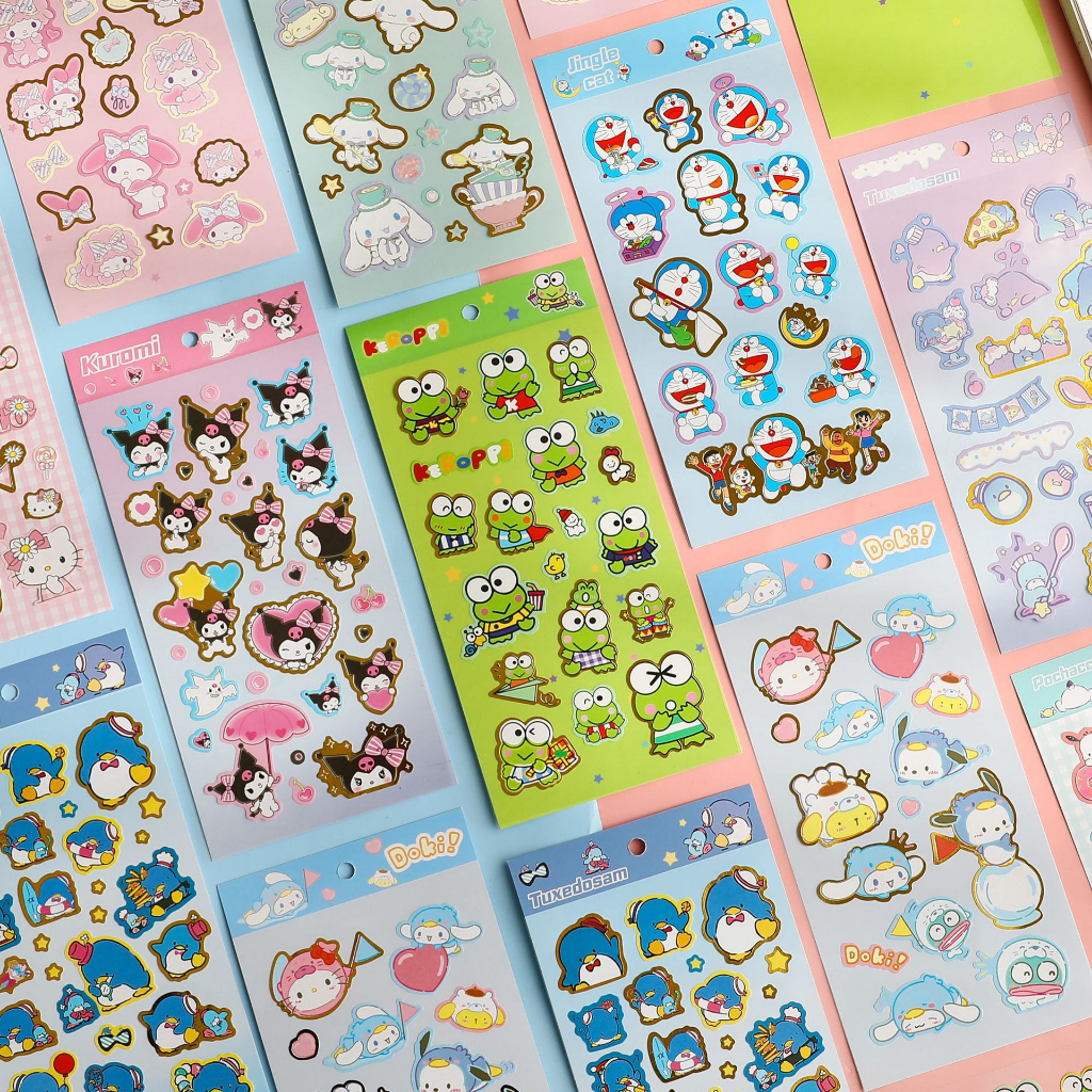 Sanrio Series Single Sheet PVC Waterproof Gilding Sticker สติกเกอร์ PVC สันติโน่