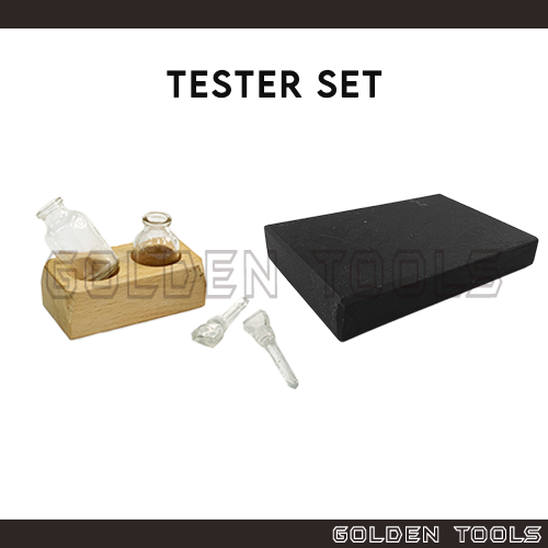 ขวดกรด & THICK Touchstone Gold Test Stone Batu Uji Emas Test Kit Set
