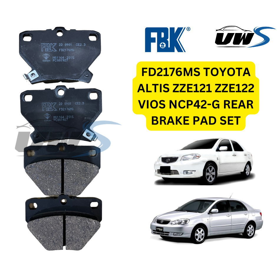 FD2176MS TOYOTA ALTIS ZZE121 ZZE122 VIOS NCP42-G ชุดเบาะเบรกหลัง