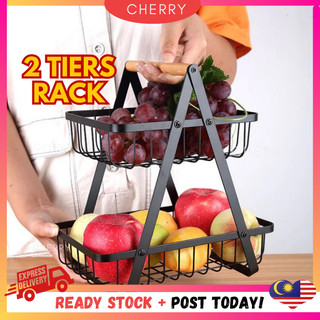🍒CHERRY🍒 2 Tier Onion Rack Fruit Basket Rak Bawang Bertingkat Vegetable Storage Kitchen Rack Home Organizer Storage Rack