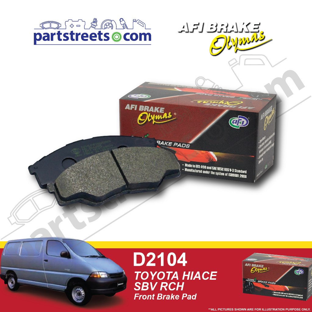ผ้าเบรคหน้า Olymas - Toyota Hiace SBV RCH - D2104 (1 ชุด)