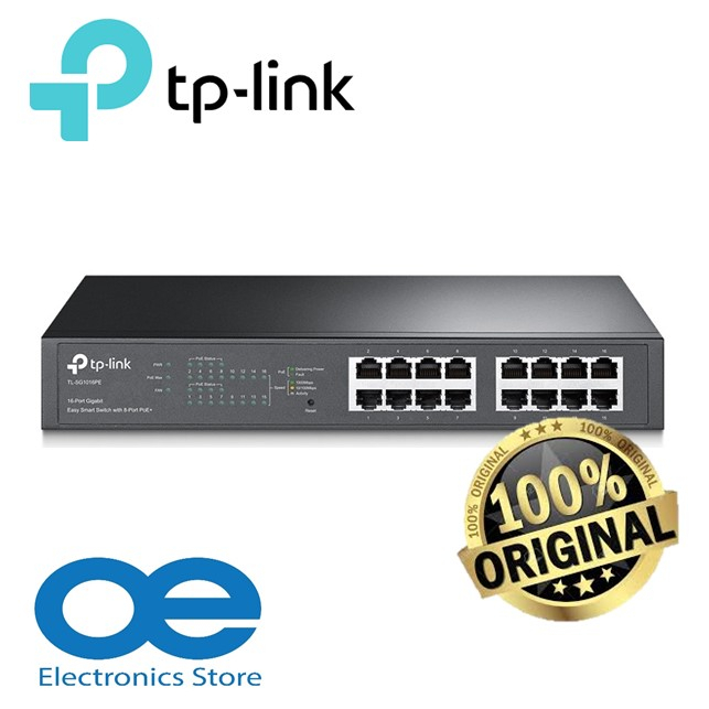 TP-Link TL-SG1016PE เครือข่าย 16 พอร์ต Gigabit พร้อมพอร์ต Gigabit PoE+ 8 Gigabit PoE+ 8 พอร์ต Easy S