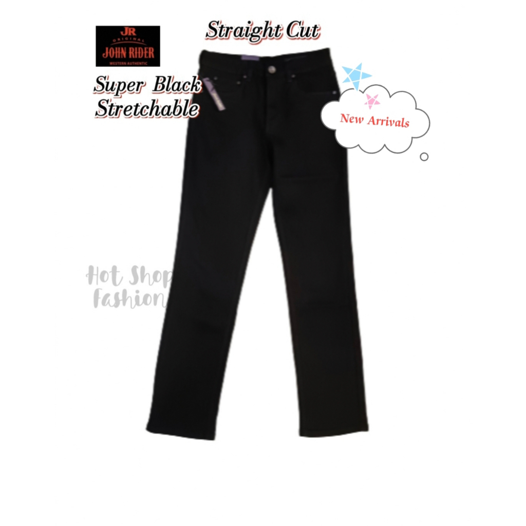 505-21234 [New Arrival] John Rider Straight Cut Jean/Stretchable/Super Black /Seluar Jean Getah Supe