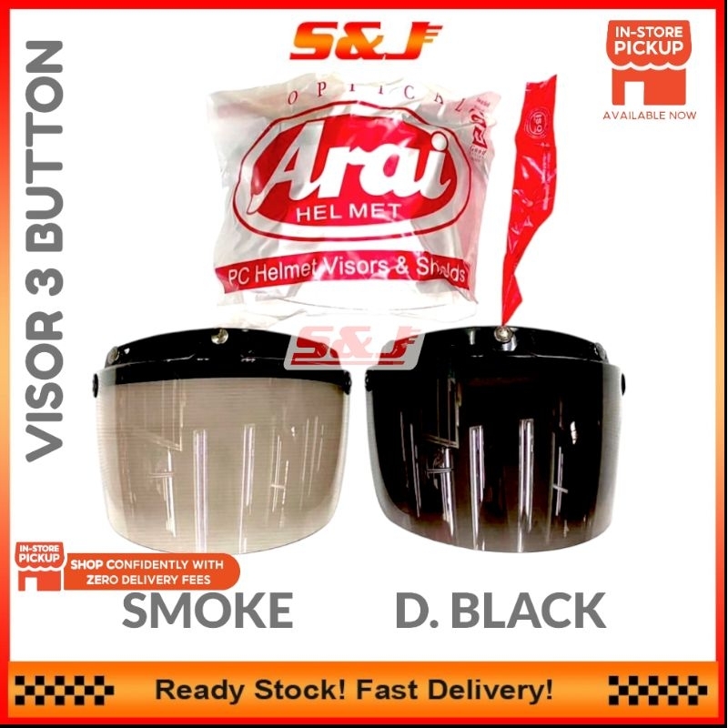 JIJI HELMET VISOR 3 BUTTON 1 Tone Colour SGV / MS88 / NS88 / SGV99 / Apollo / WS88 / MAGNUM / MHR US