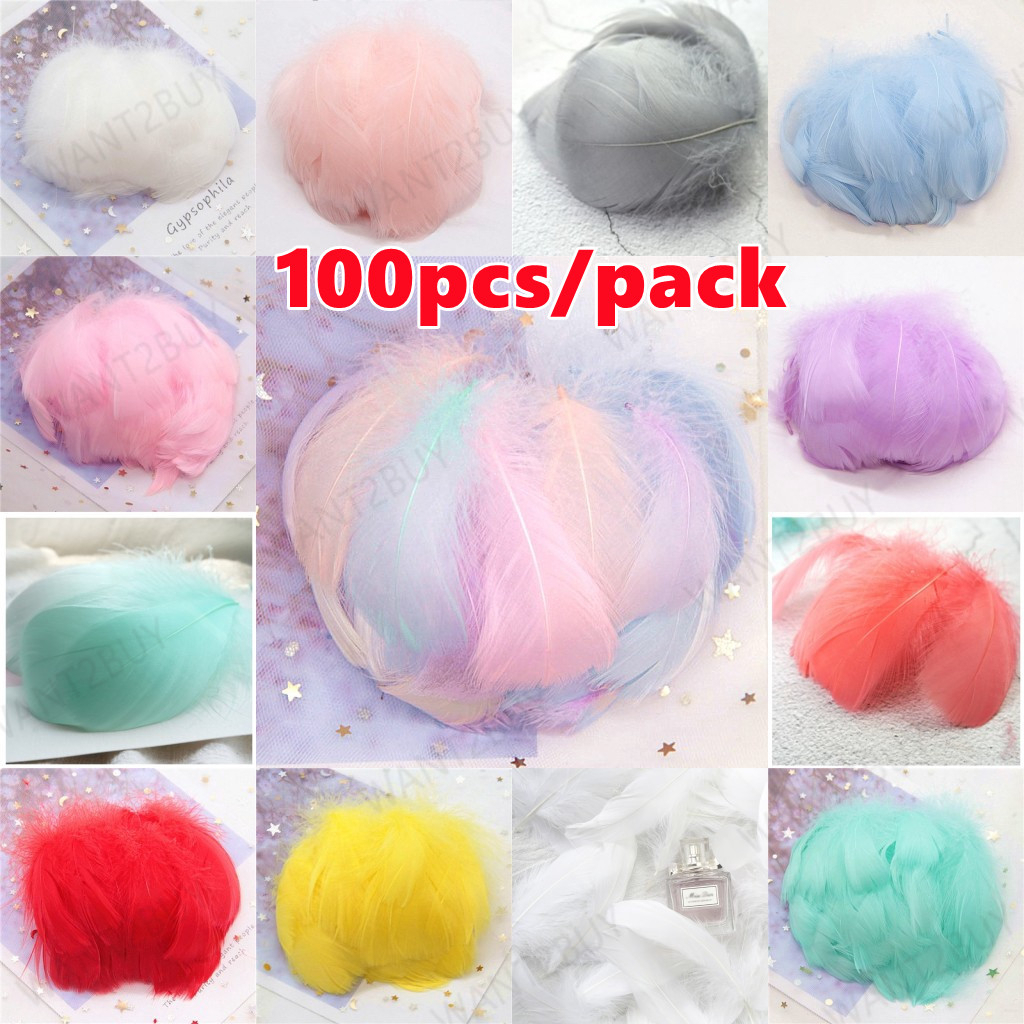 100 ชิ้นขนห่าน 6-12 ซม.ขนาดเล็กลอย Colourful Swan Feather Plume สําหรับหัตถกรรมเครื่องประดับงานแต่งง