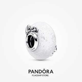 Pandora จี้แก้วมัรโน่ กลิตเตอร์ สีขาว ของขวัญวันเกิด สําหรับสุภาพสตรี p615