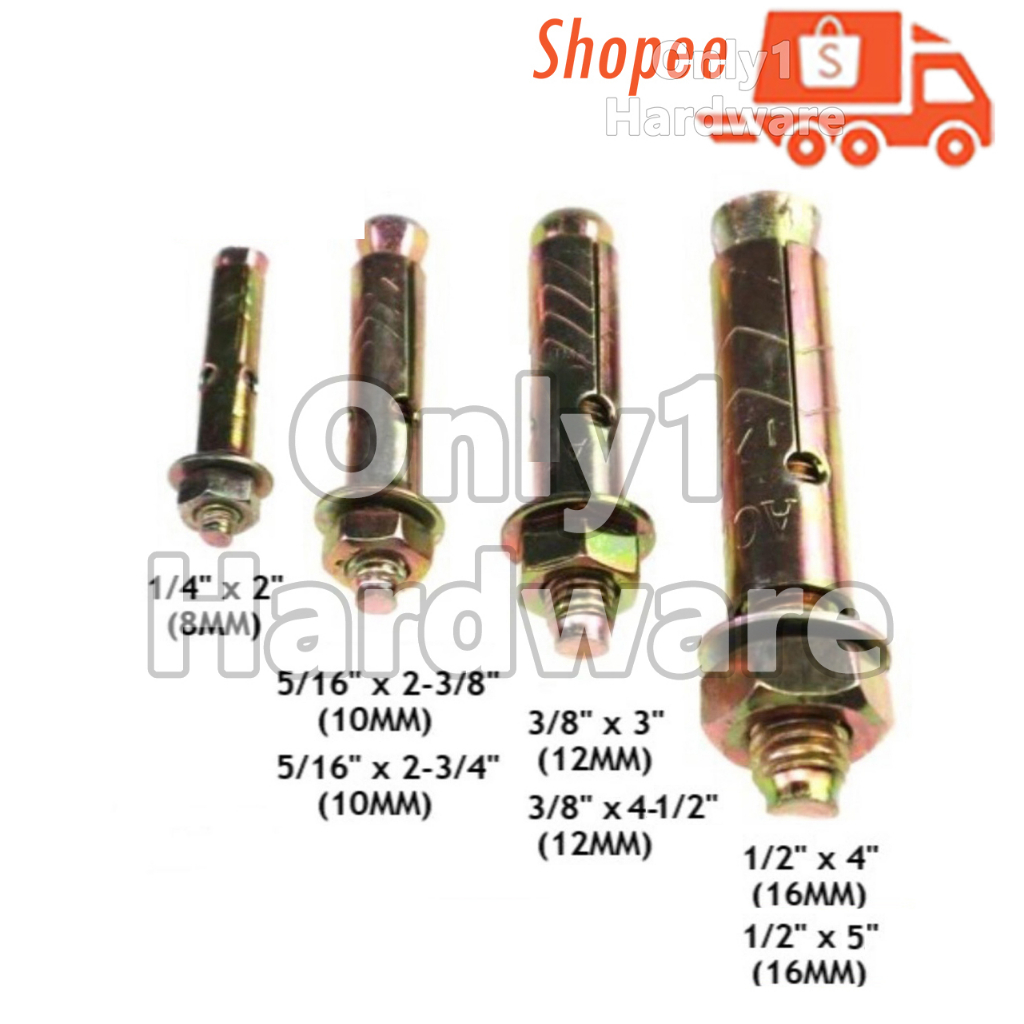 SLEEVE ANCHOR PLUG SCREWS SLEEVE ANCHOR NAILS SLEEVE ANCHOR WITH BOLT และถั่ว