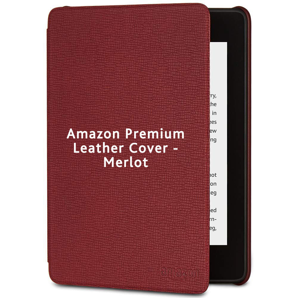 New Kindle Paperwhite5 (11 Gen )Premium Leather Merlot/ Black / Water-Safe Fabric Case