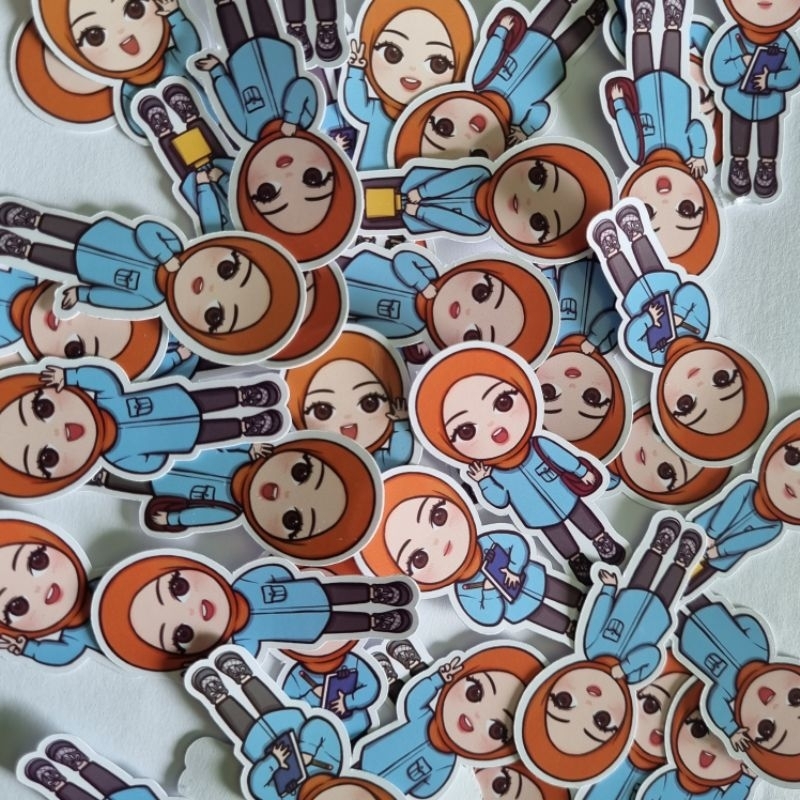 1SET [6 ชิ้น] Hijab girl (Melur) สติ๊กเกอร์มุสลิมสําหรับวารสารสมุดภาพวางแผน