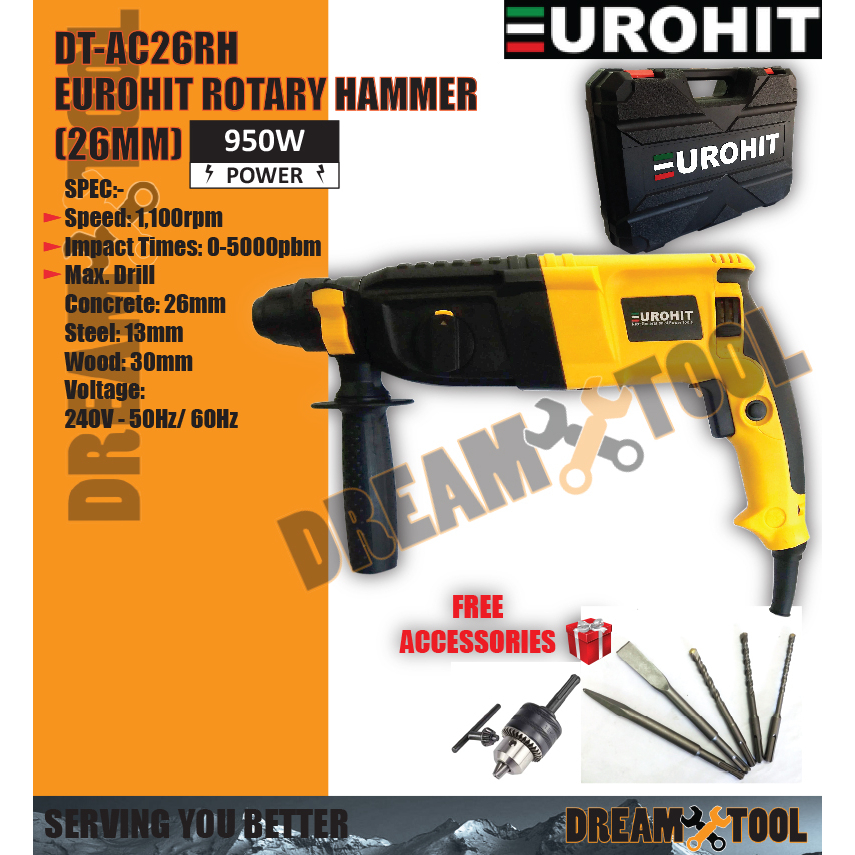 *HAMMER DRILL* EUROHIT สว่านโรตารี่ 26mm (950W) DT-AC26RH *HAMMER DRILL*