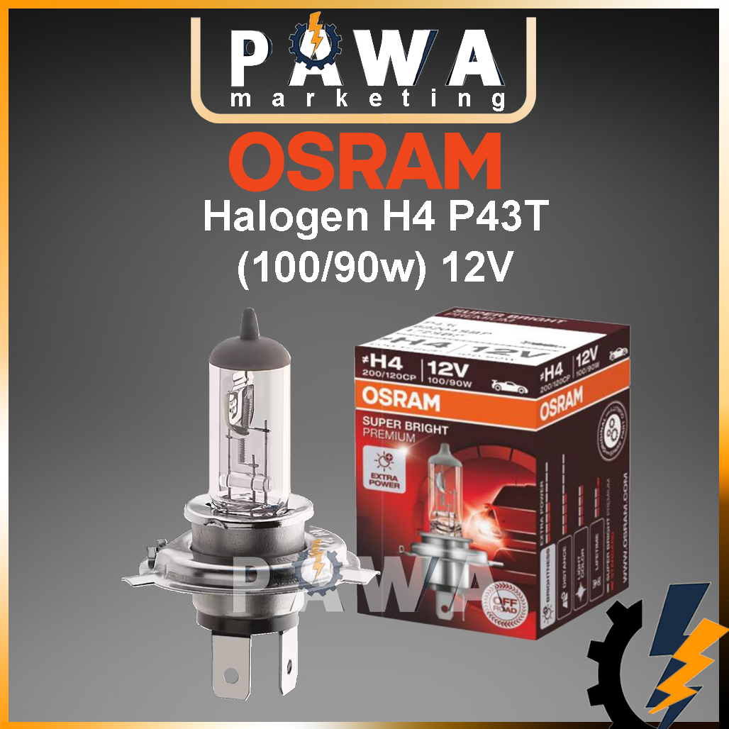 Pawa Osram Germany H4 P43T 100/90W 12V Super Bright Premium Auto Head หลอดไฟ 62204