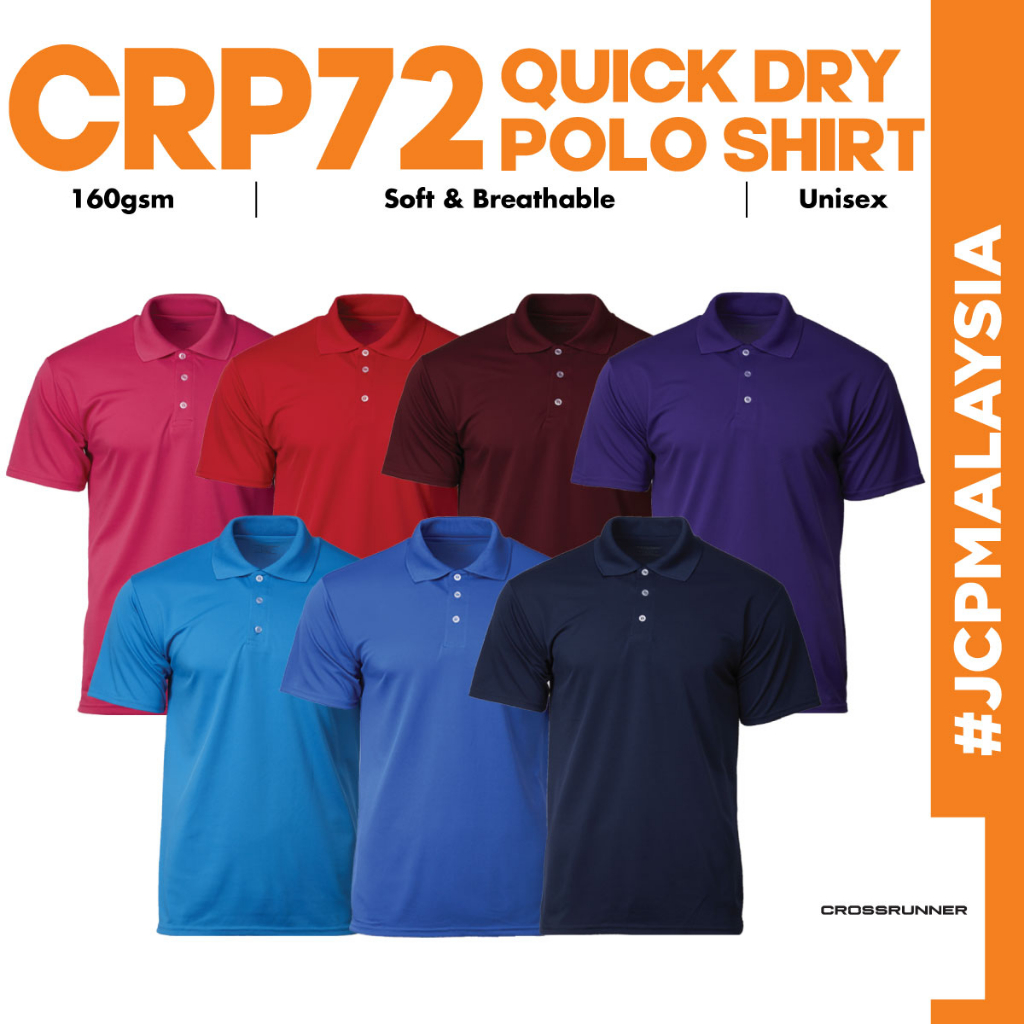JCP x CROSSRUNNER 100% Performance Dry Pique Polo CRP7200 Unisex ผู้ใหญ่กีฬา Plain Polo Baju Polo CR