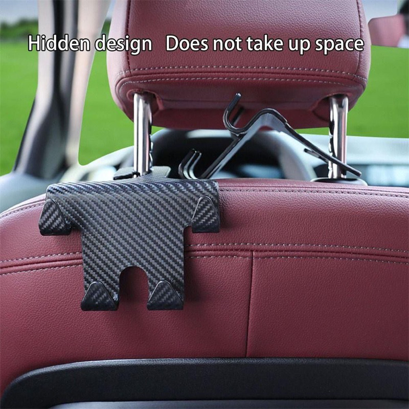 มาใหม่2 ใน 1รถที่นั่งพนักพิงศีรษะตะขอที่วางโทรศัพท์ที่นั่งกลับแขวนกระเป๋าและกระเป๋าคาร์บอนไฟเบอร์กลับที่นั่งผู้ถือ - รูปที่ 4