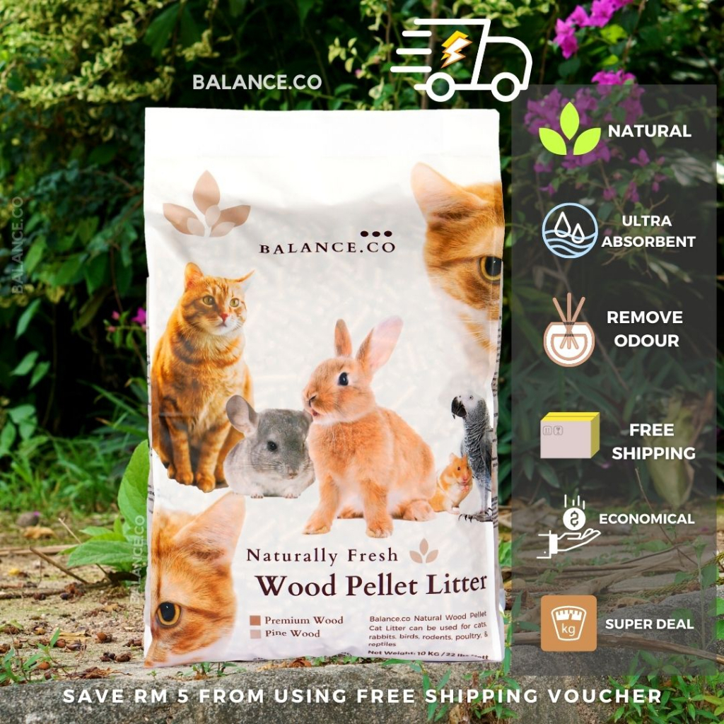 Balance.co 10KG Premium Pet Beding Pine Wood Pellet Cat Litter Wood Pallet Pasir Kayu Kucing 松木猫