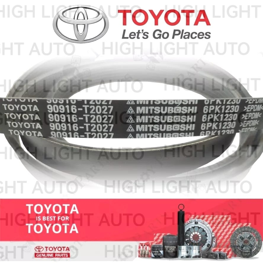 สายพานพัดลม Toyota 90916-T2027 Toyota Altis 1.8 2010 ZRE142 ZRE172 Wish 1.8 ZGE20 Mitsubishi Mirage 