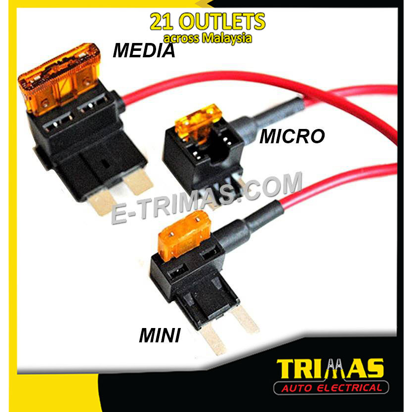 [ฟรี 10A FUSE] Micro Mini Media Standard Car Lorry Fuse Tap Holder Quick Joint Cable Add Circuit Kit