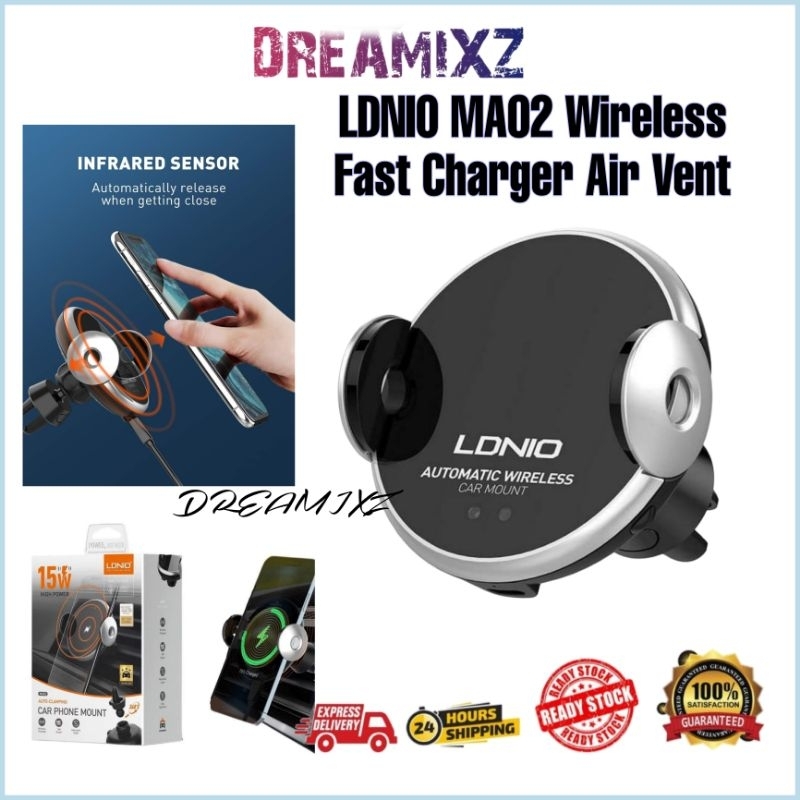 LDNIO MA02 10W Automatic Wireless Fast Charger Air Vent Car Mount Phone Holder
