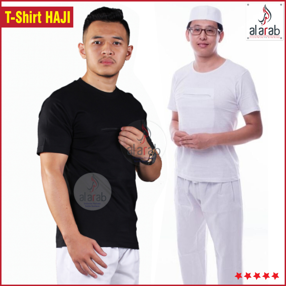 เสื้อยืด Haji Unisex Cotton Tebal Baju Haji & Umarh Haji t เสื้อ Berposket & Berzip Pagoda Hitam