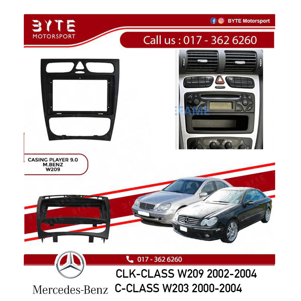 ปลอกเครื่องเล่น Android 9" Mercedes Benz W209 (มี Canbus)